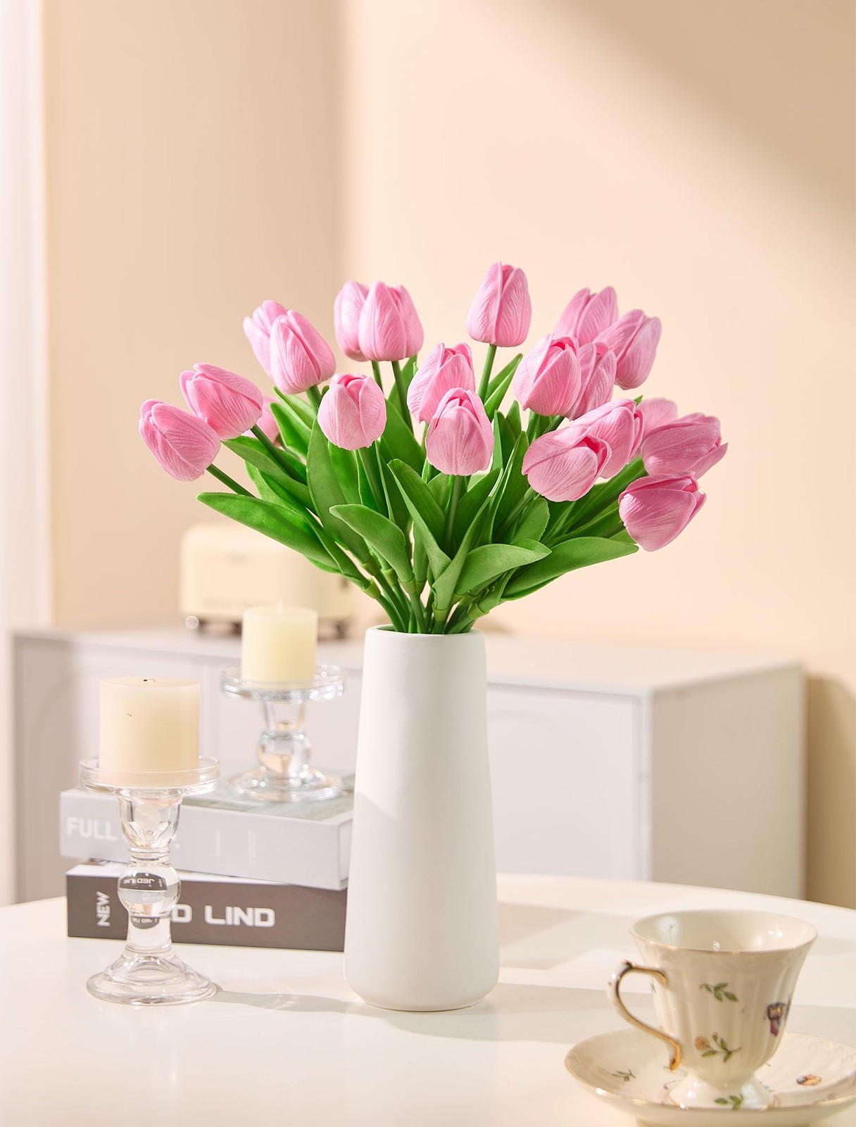 30 PCS Pink Artificial Tulip Fake Real Touch 13 Inch Silk Flower Wedding Party