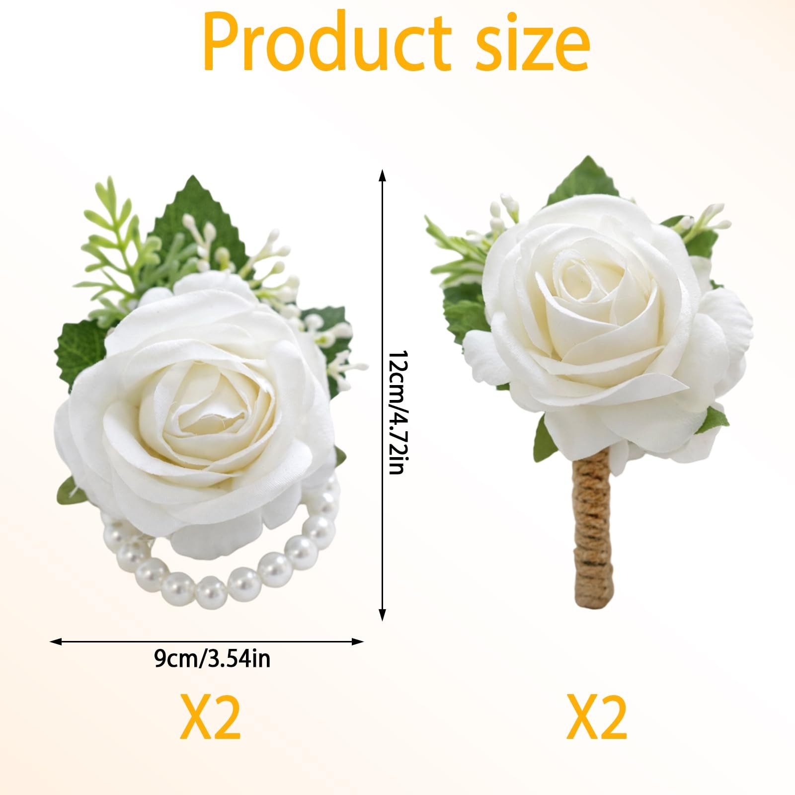 4-Piece Wrist Corsage and Boutonniere Wedding Set,Corsage and Boutonniere Set…