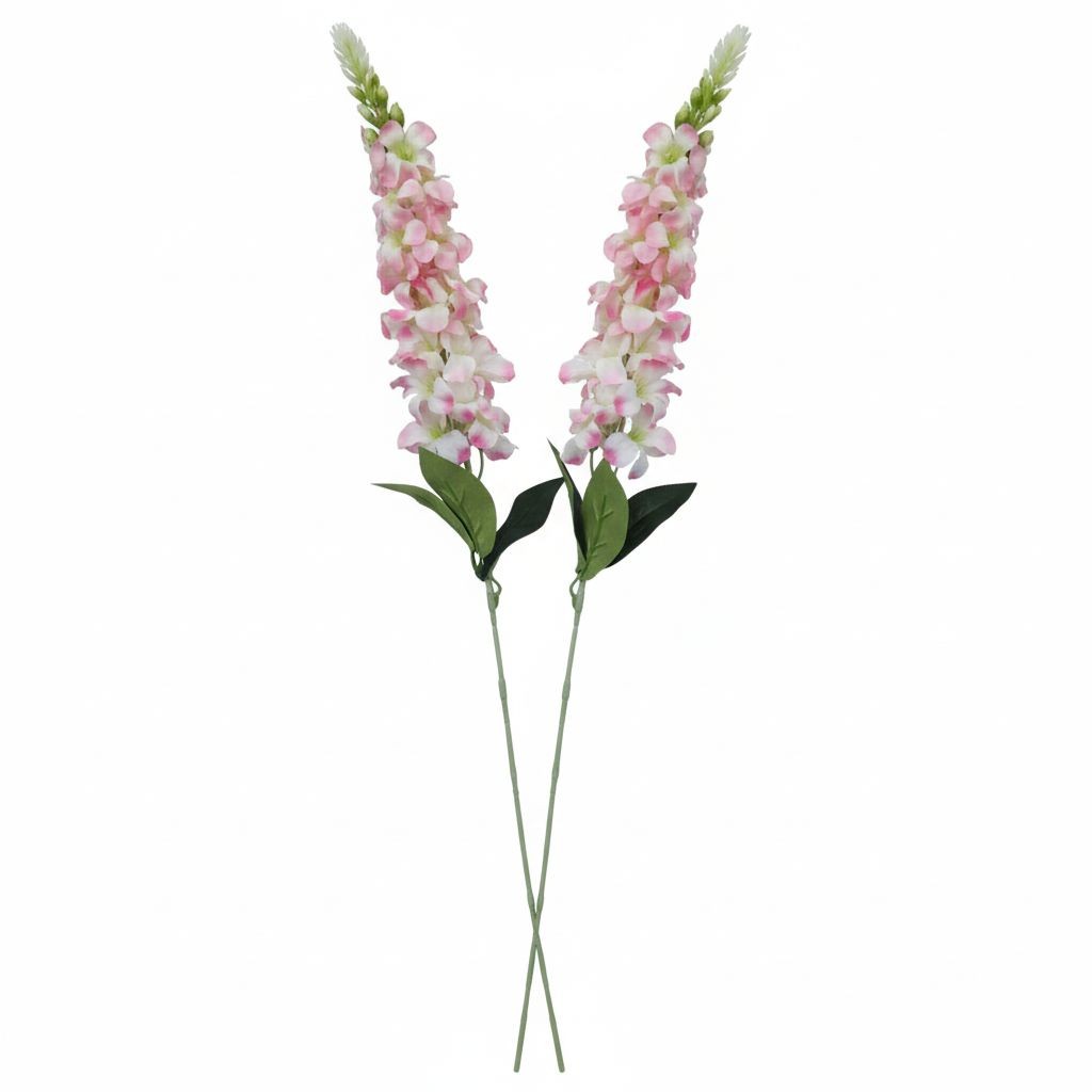 Artificial Pink White Snapdragon Stems Set of 2 Tall Faux Flowers Centerpiece