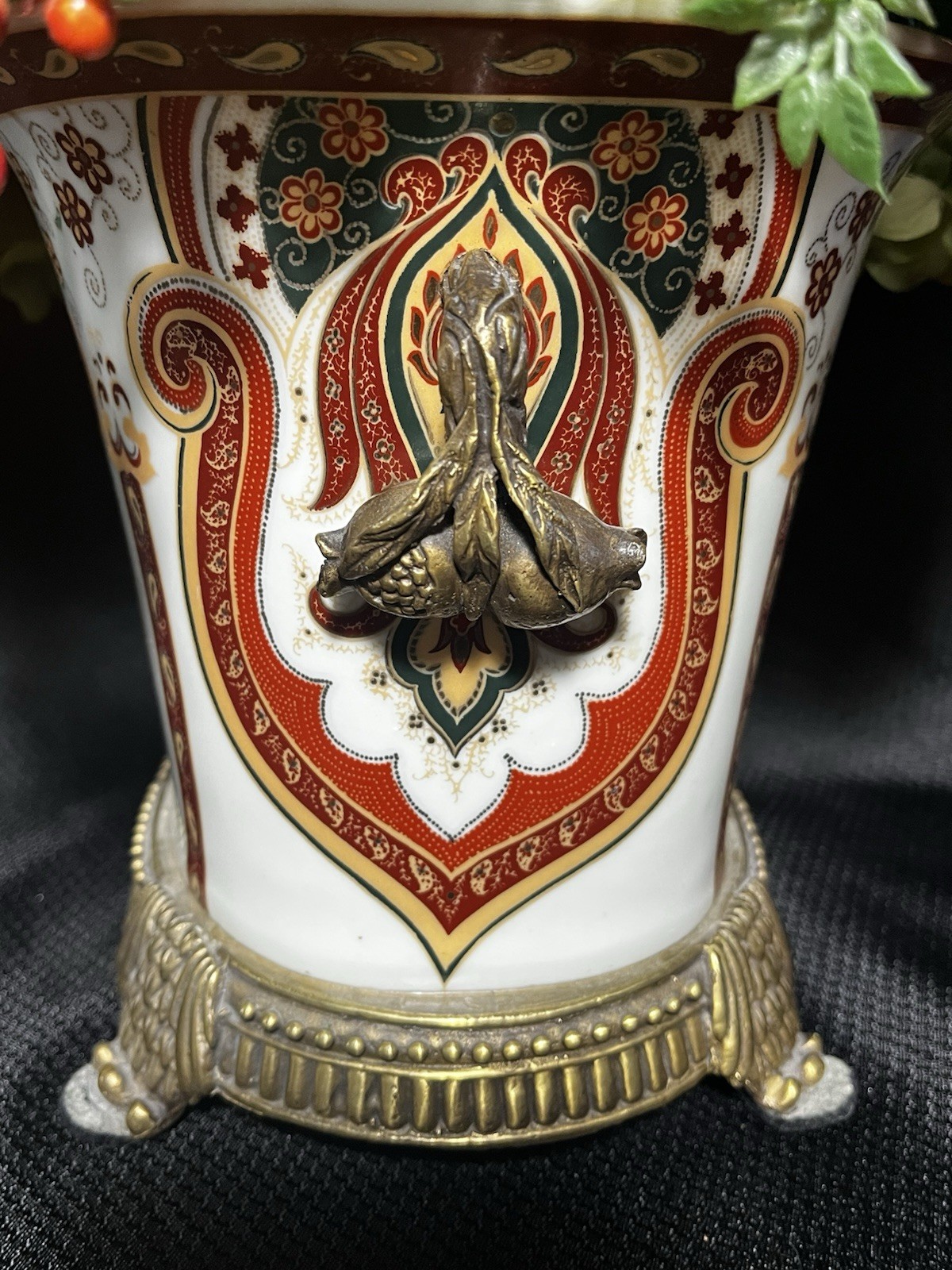 Stunning Diane James Home Floral Arrangement With Porcelain And Metal Vase