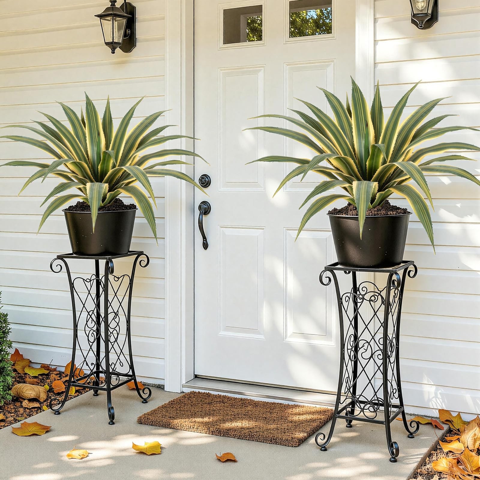 Artificial Agave Plants Outdoor, 24” Large UV Resistant Spiked Fake Agave wit…