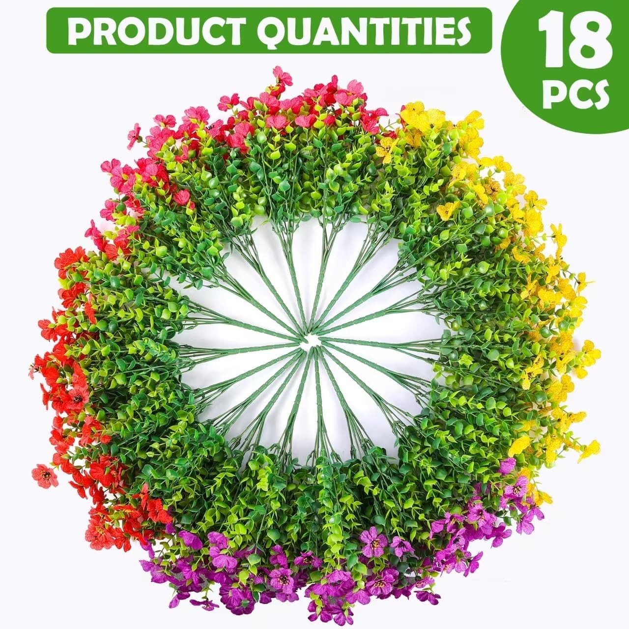 18 Count Colorful Daisy Flowers – UV Resistant Faux Plants for All Seasons