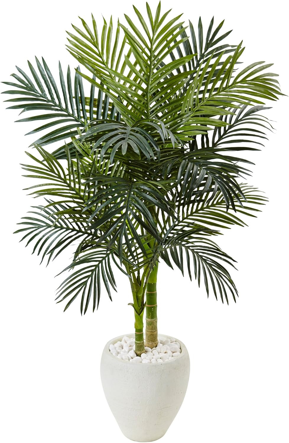 4.5Ft Golden Cane Palm Artificial Tree in Elegant White Planter