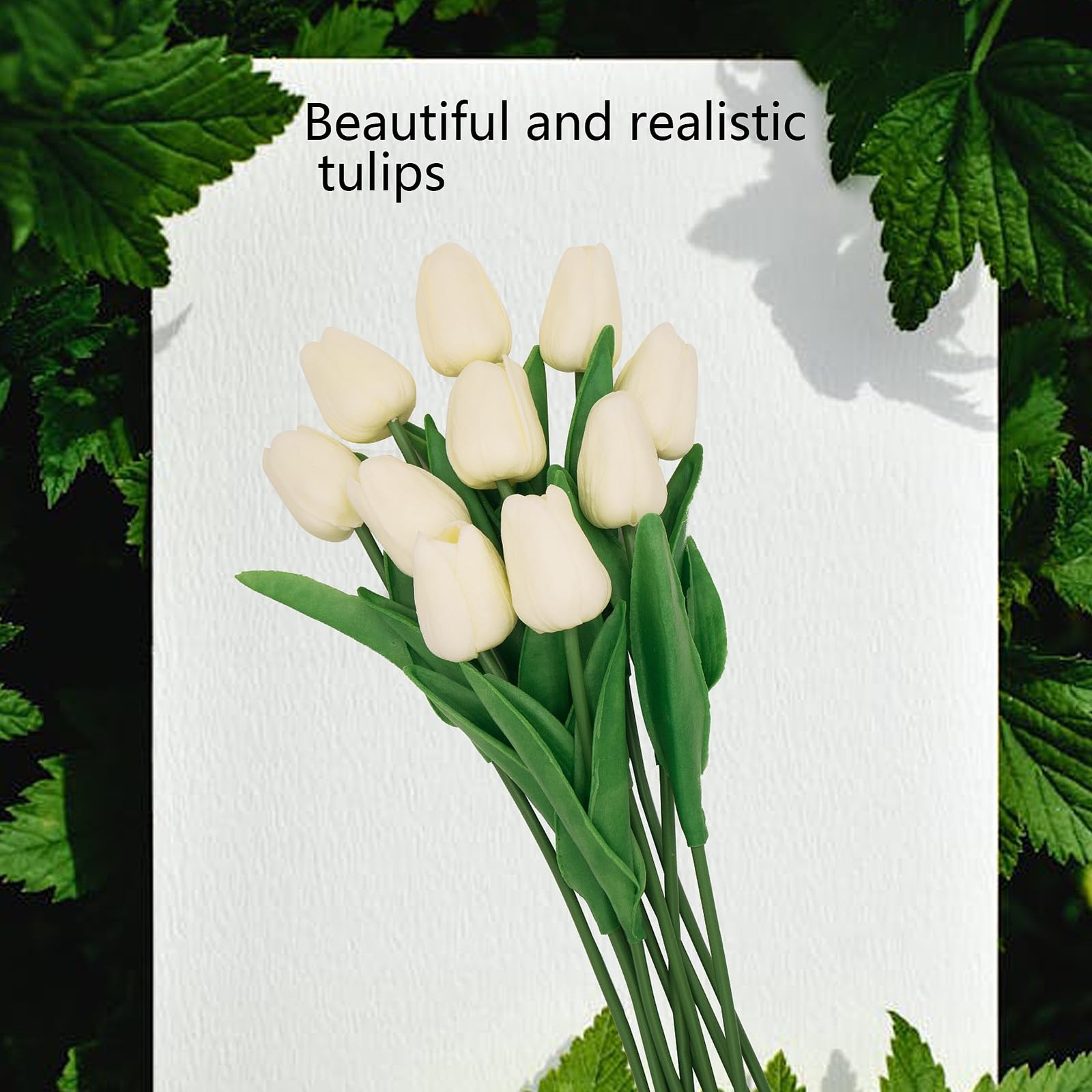 10 Pcs Faux Tulips Artificial Flowers with Stems, 13 Inch Artificial Tulips F…