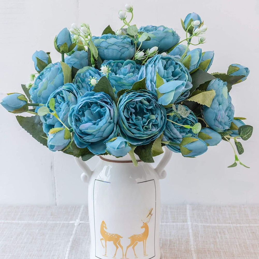 5 Head Persian Peony Silk Flowers Wedding Home Decor Fake Roses Bouquet