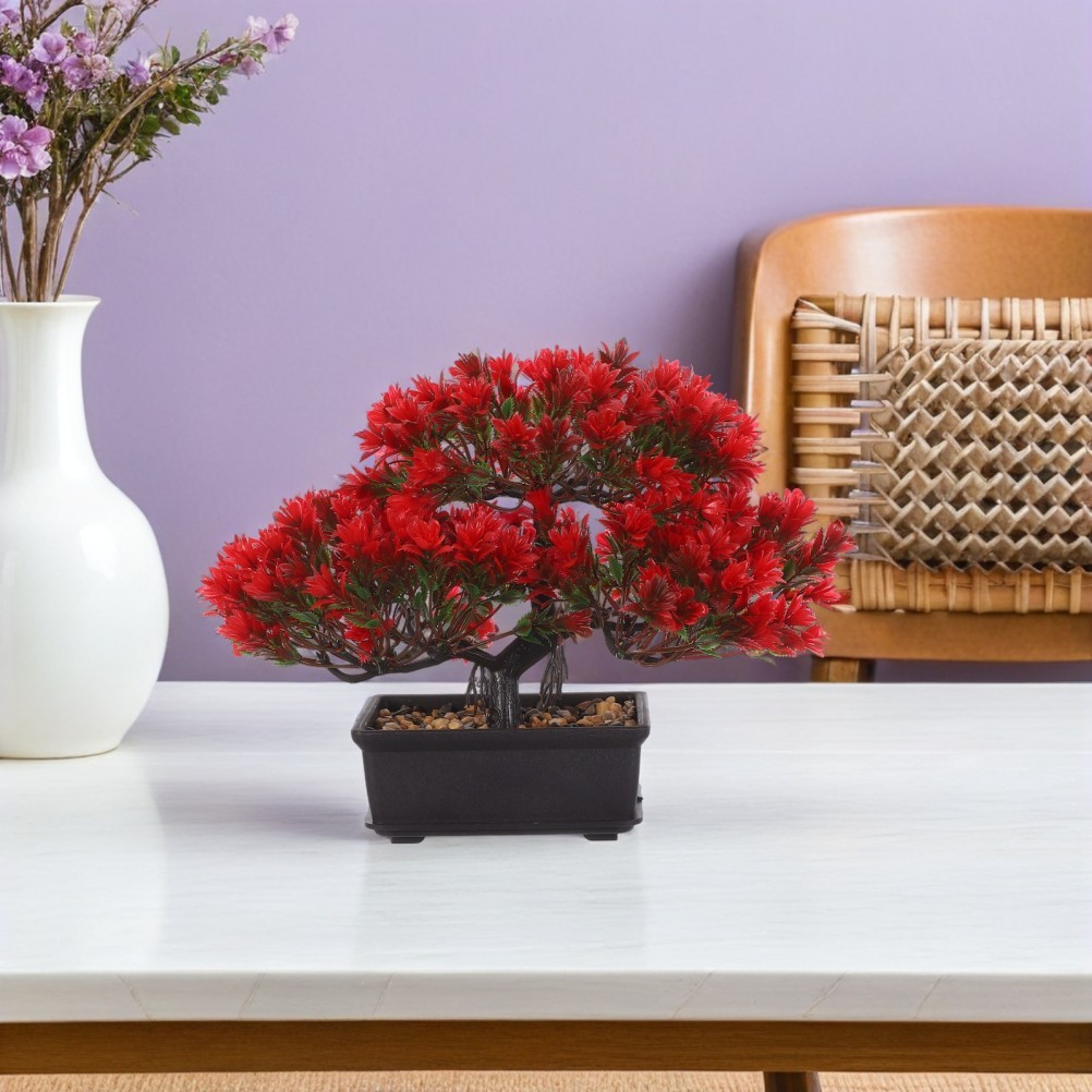 Artificial Bonsai Tree Plastic Desk Ornament for Japanese Style Home Decoration