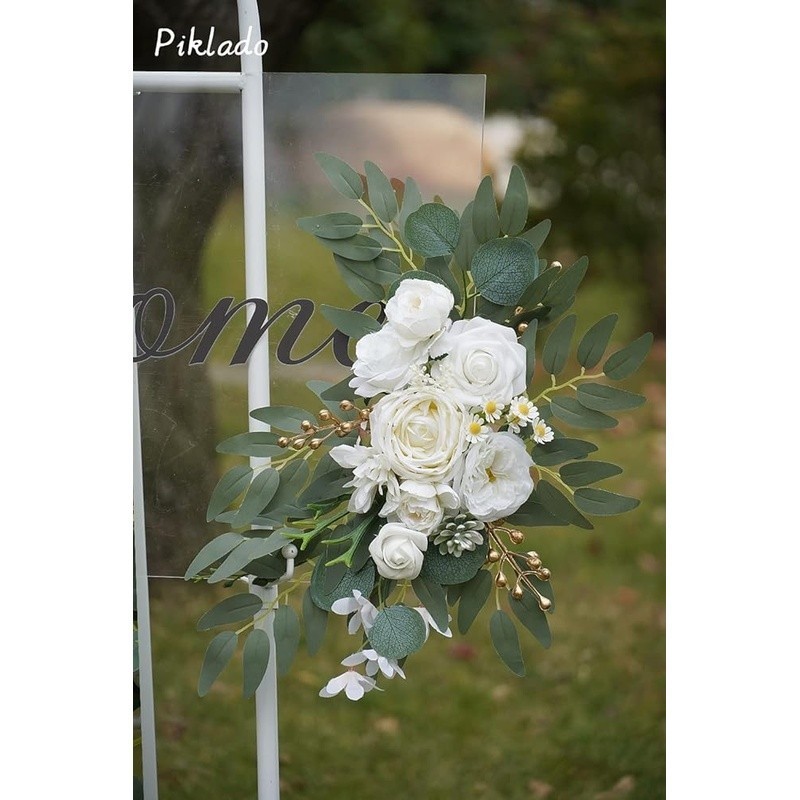 Large Wedding Flower Swag Decoration Faux Silk Foam Floral Arch Ornament Set New