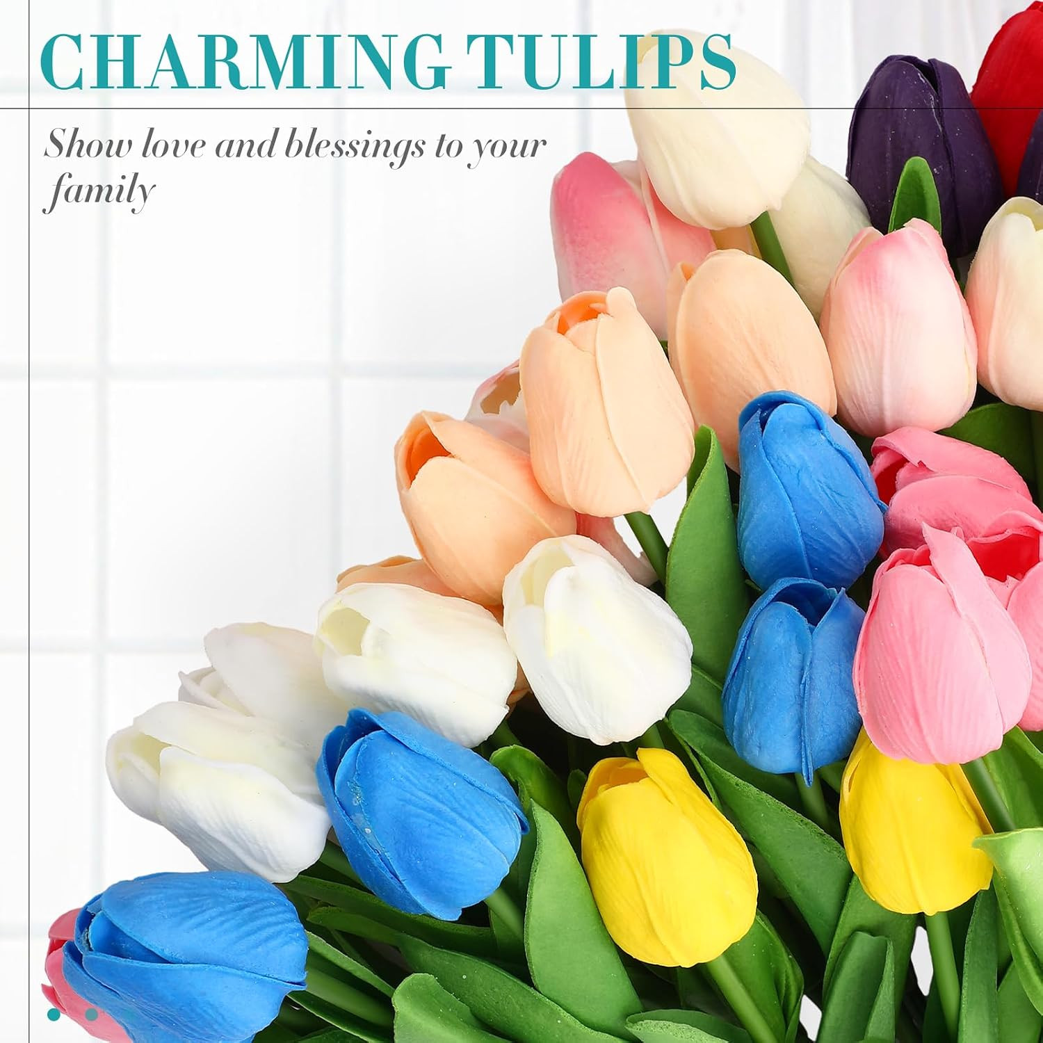 200 Pcs White Artificial Tulips Bulk PU Faux Tulips with Stem Bouquet Centerpiec