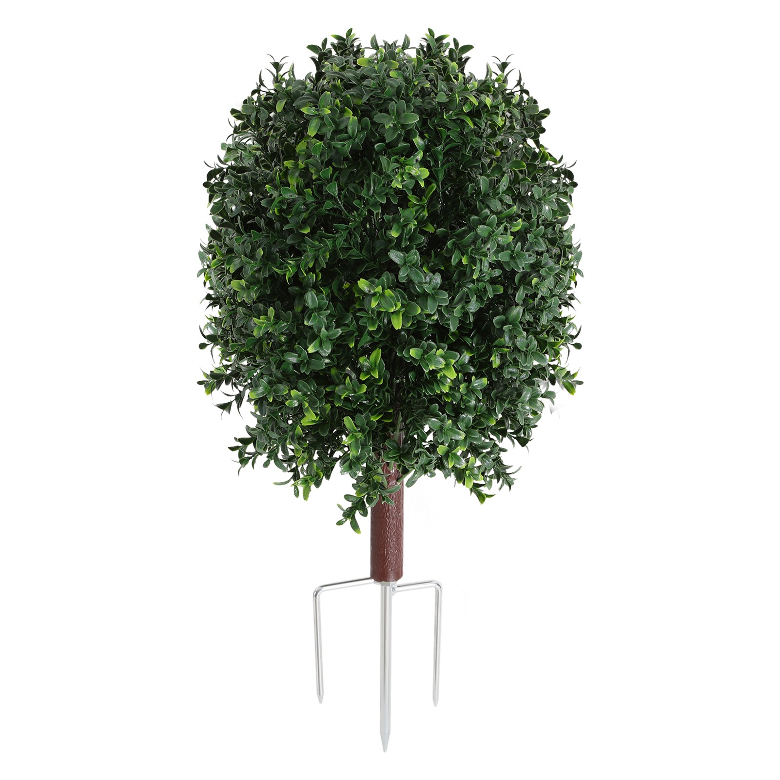 2pcs Artificial Boxwood Topiary Ball Trees 27″ UV with Three-Prong Ground Stakes