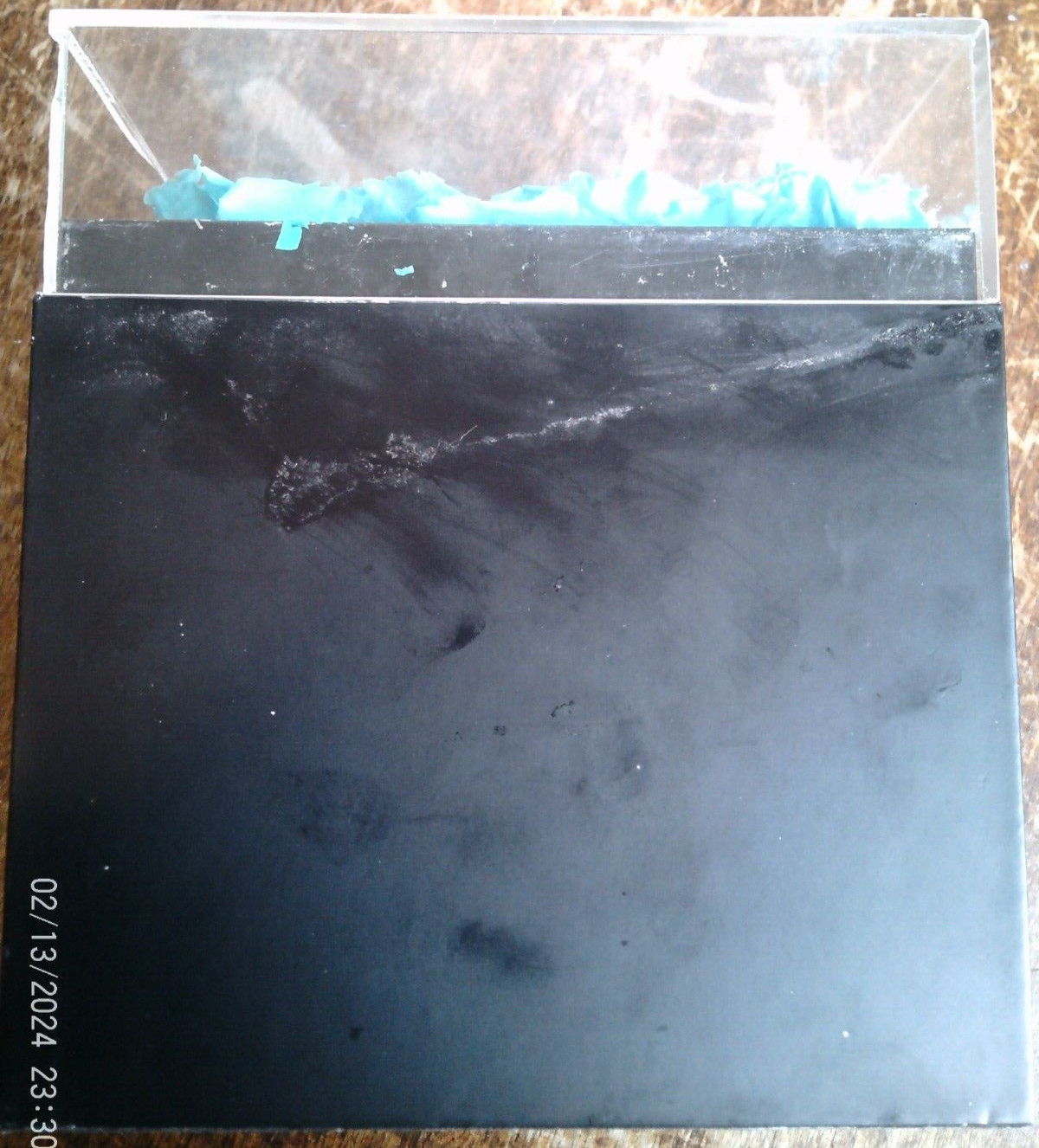 16 aqua preserved roses in (approx.) 6.5 x 6.75 x 7.5 inch black box PLEASE READ