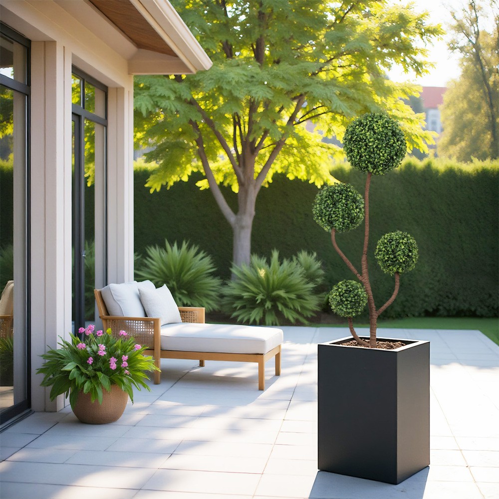 4FT Large Faux Boxwood Tree, Artificial Topiary in Pot for Porch Garden