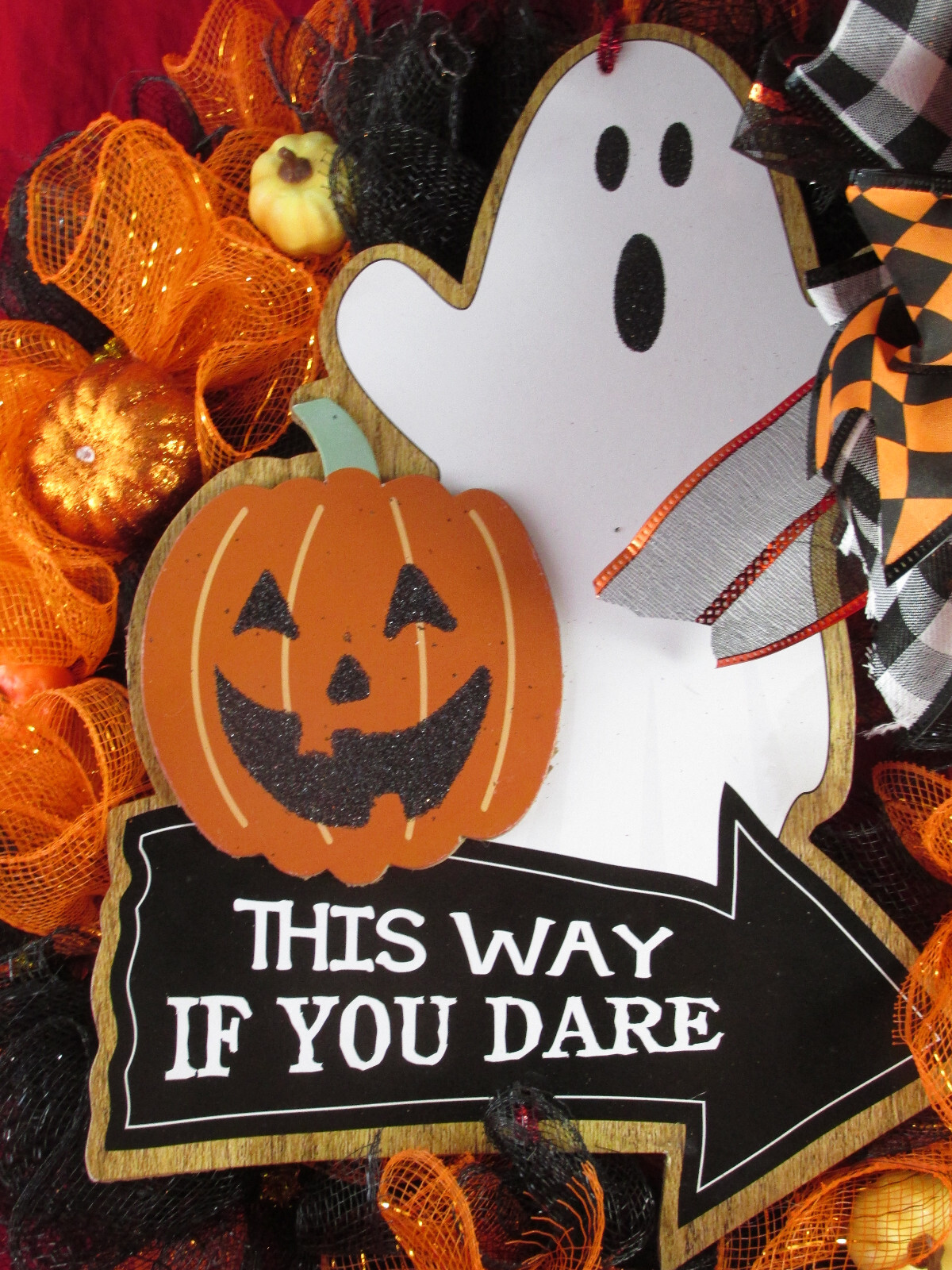 Fall Pumpkin Patch Deco Mesh Ribbon Wreath
