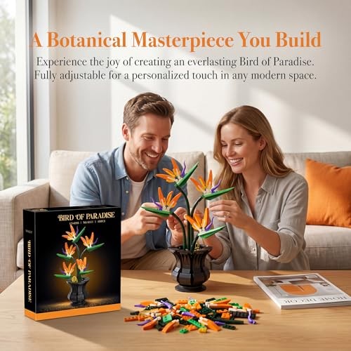 Bird of Paradise Building Set for Adults, Botanicals Flower Bouquet Building