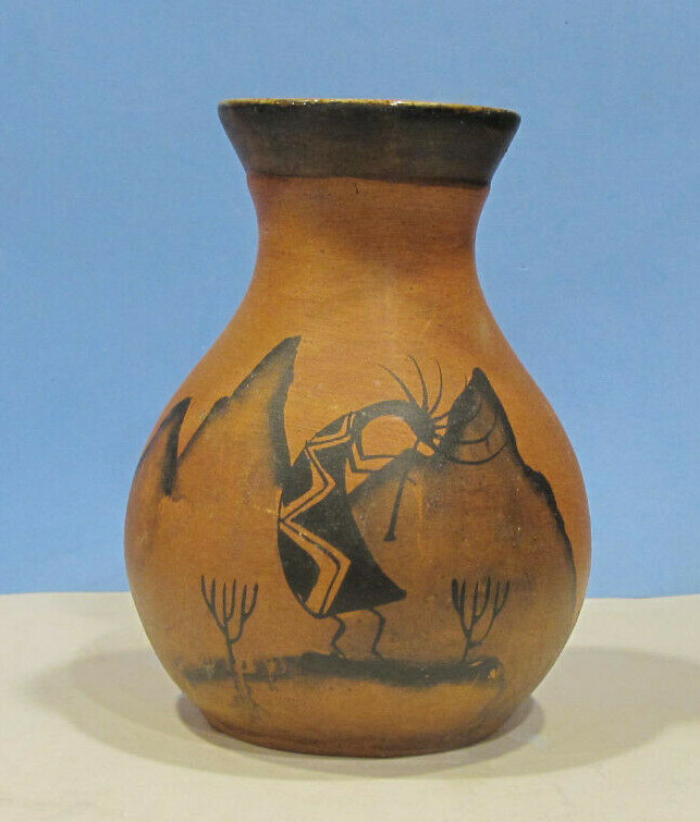 Kokopelli Vase Made in Mexico 6 1/2 inches tall