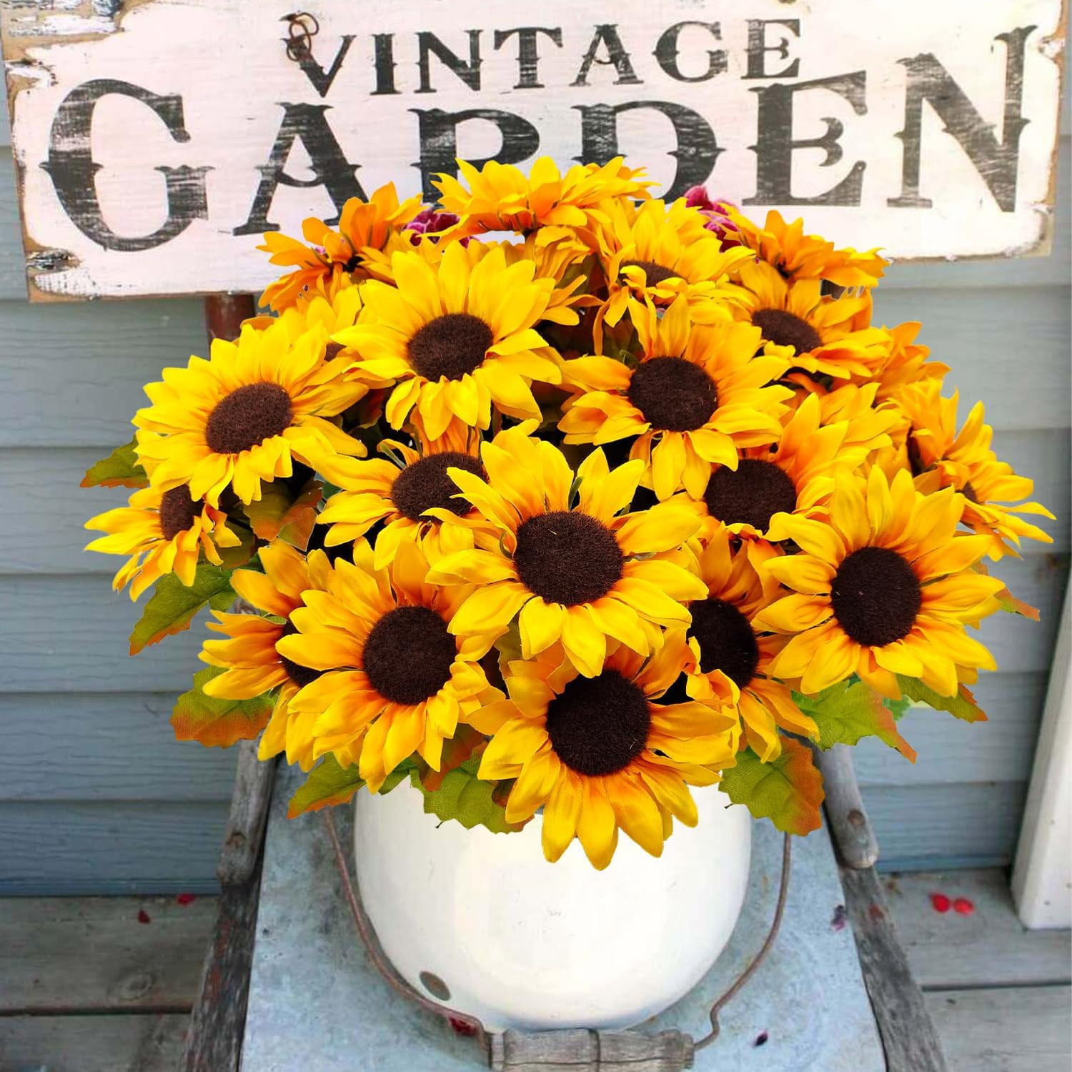 6 Bundles 30 Heads Sunflowers Artificial Flowers Fake Mums Faux Fall Flowers for