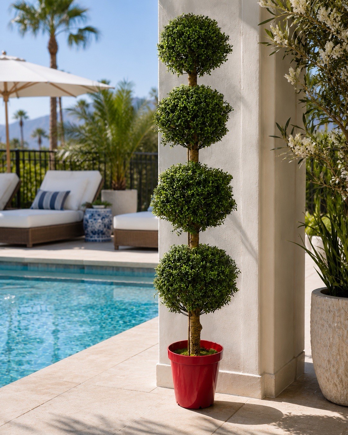 6’ UV Artificial Boxwood 4-Ball Tiered Topiary Tree Indoor/Outdoor