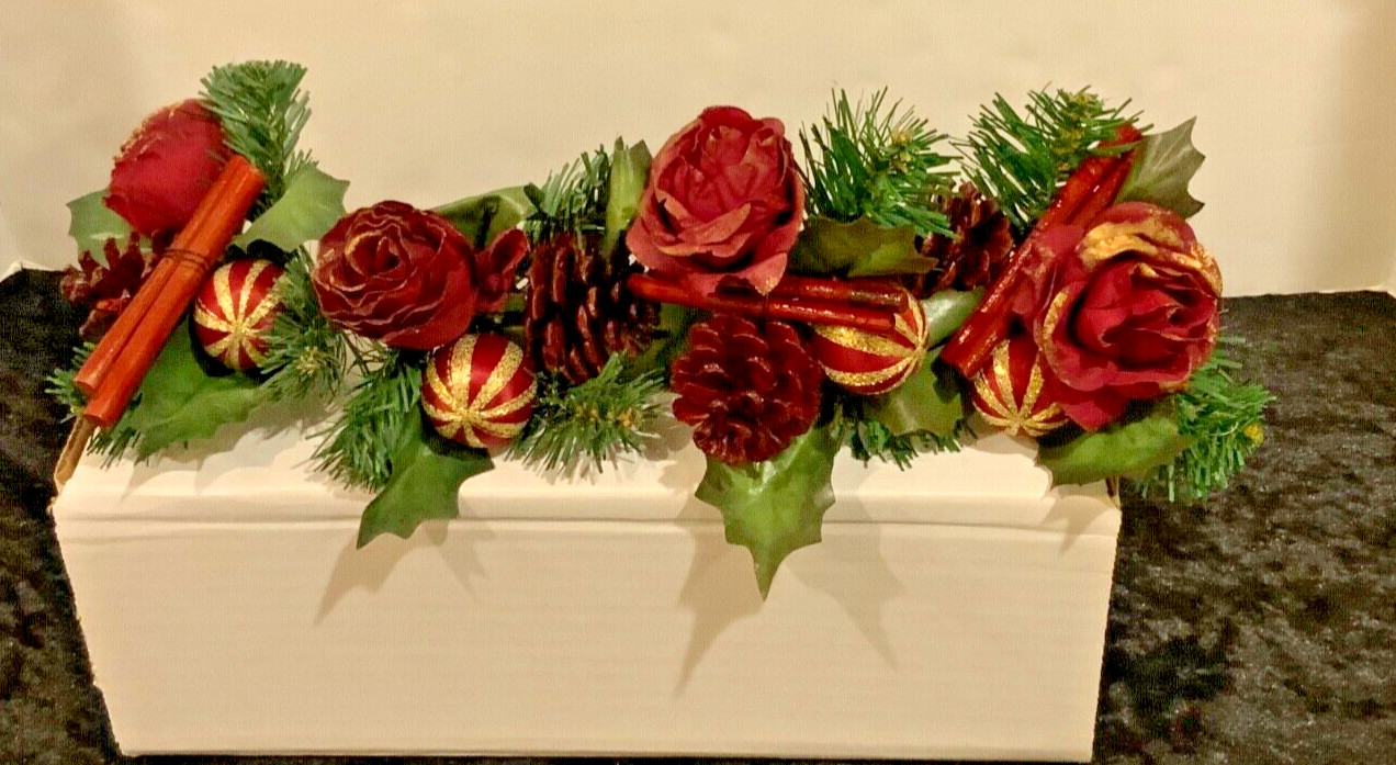 Lot of 4 VINTAGE Red Roses & Cinnamon Floral Bouquet Basket Pick Decorations