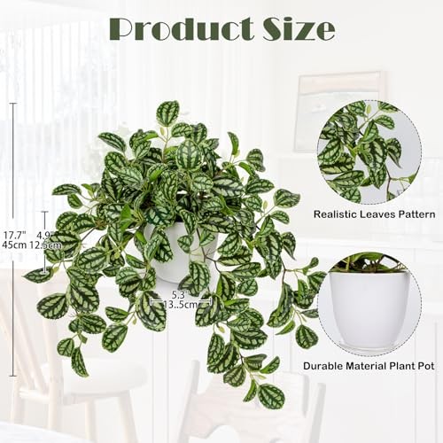 Fake Plants Indoor Artificial Potted Silk Plants Faux Watermelon Green Style#2