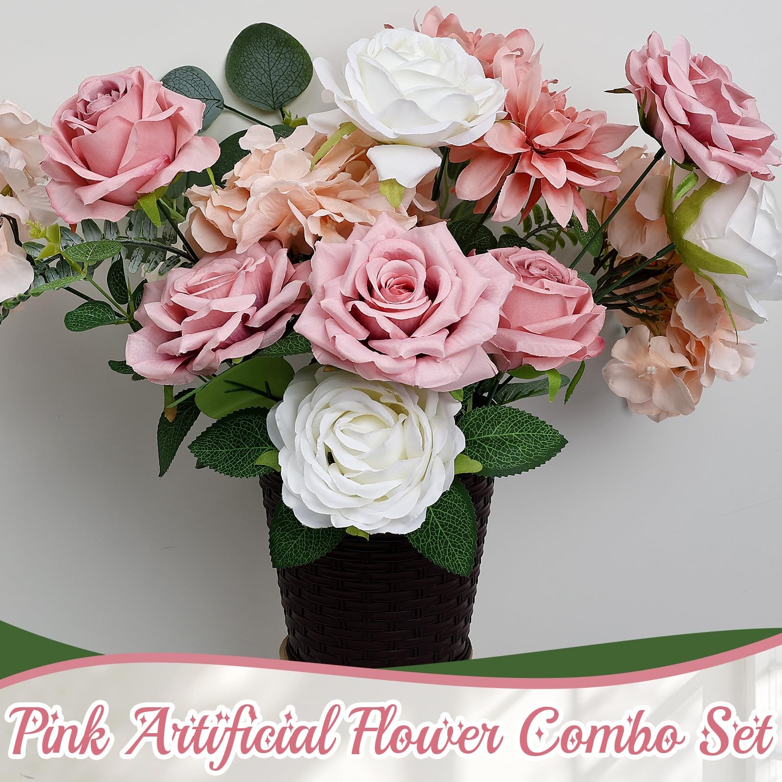 Artificial Flowers Combo Set for DIY, Dusty Pink