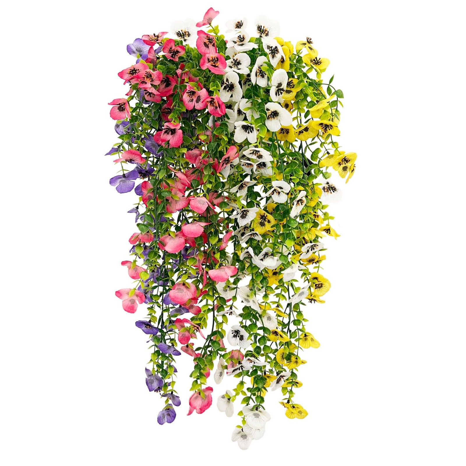 Artificial Hanging Pansy Flowers, UV Resistant Silk Fake Vines, 4 Pcs Artific…