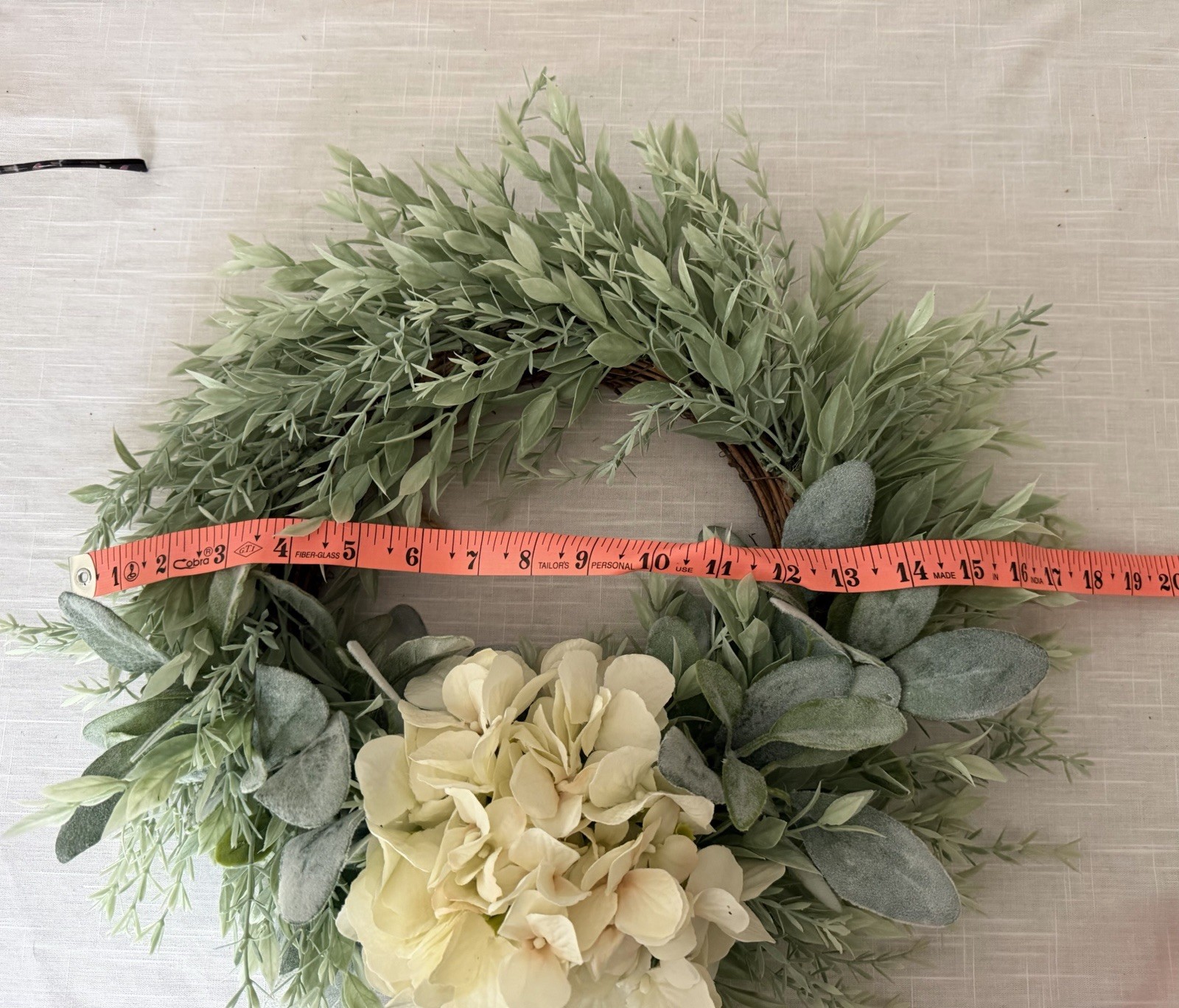 Beautiful Handmade Wreath Decor Greenery Hydrangea Year-round approx 17”
