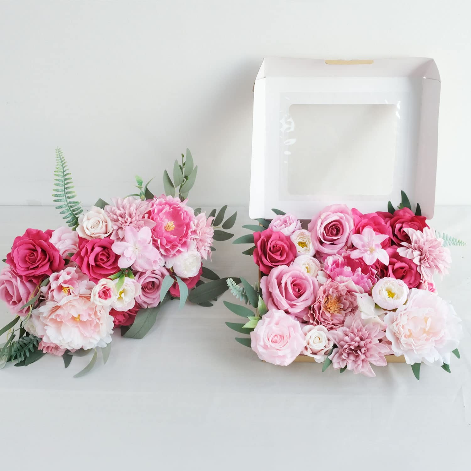 Artificial Flowers Pink Bouquets Box Set for DIY Bridal Wedding Shower Decora…