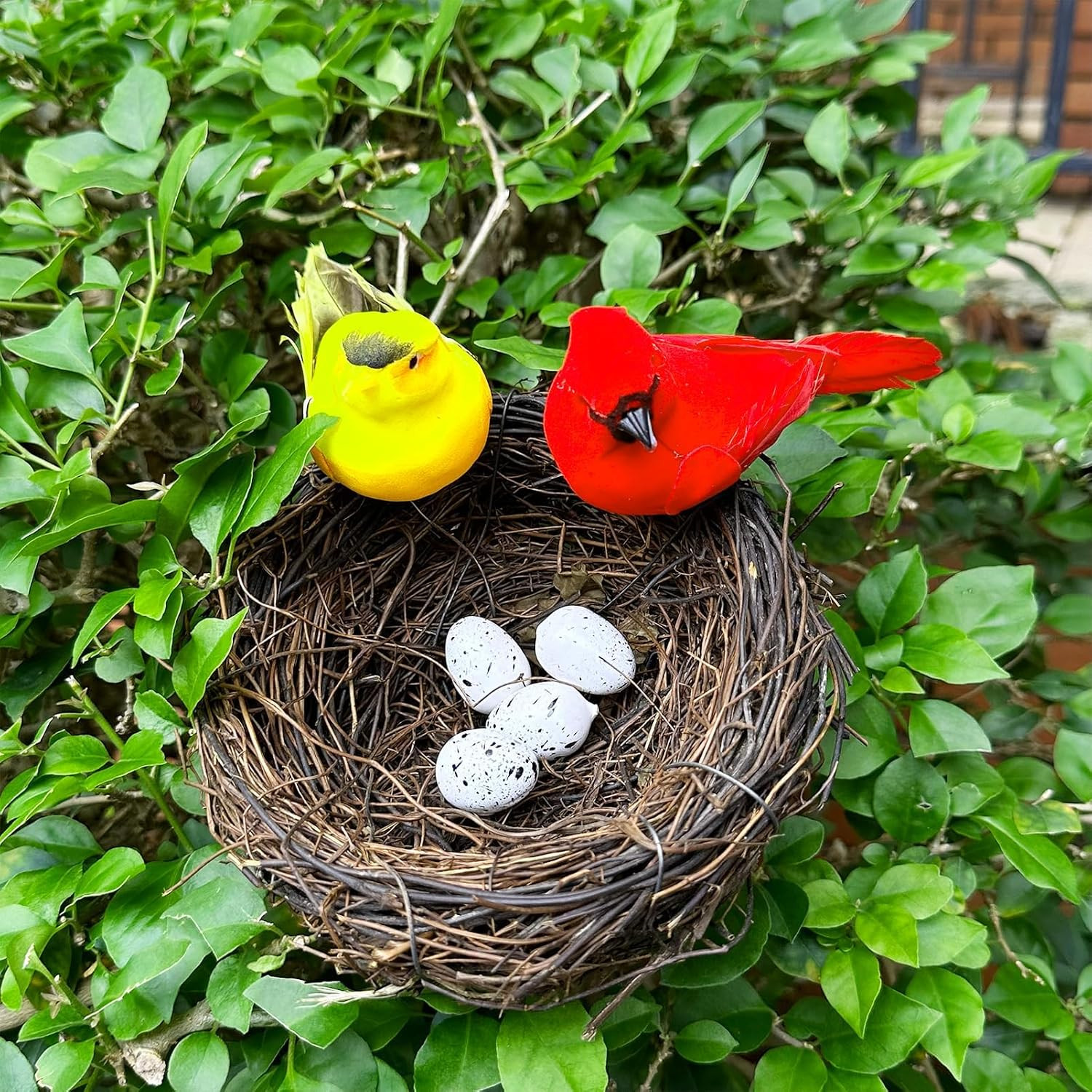 Artificial Birds Nest with Eggs 2 Sets Large Decorative Rattan Birds Nest 4.7Inc