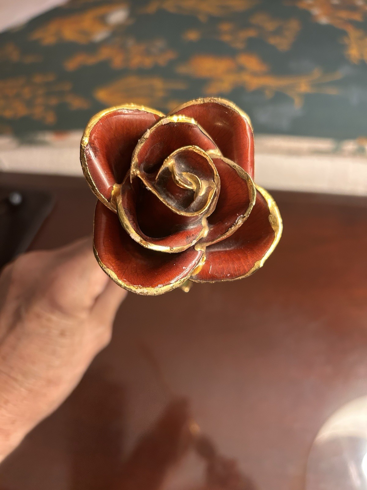 Lacquer 24k Gold Dipped Rose Burgundy