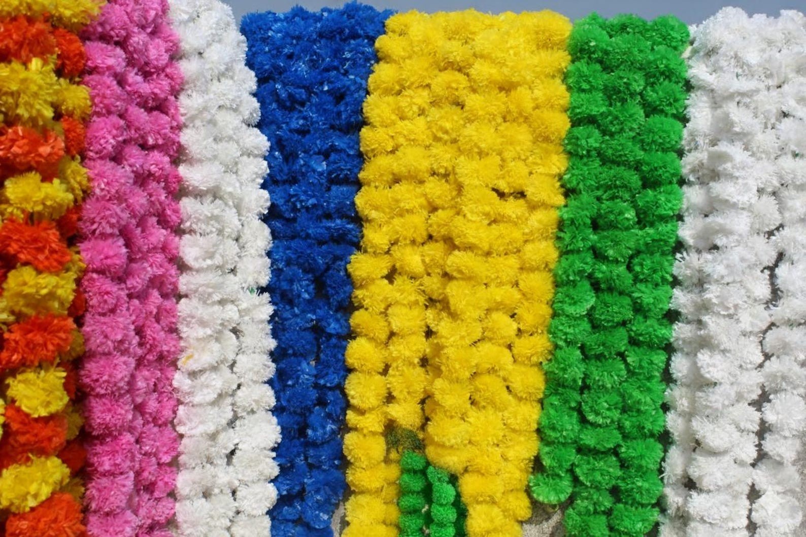 10 Pcs Artificial Marigold Garlands, Diwali Decoration, Pooja Backdrop