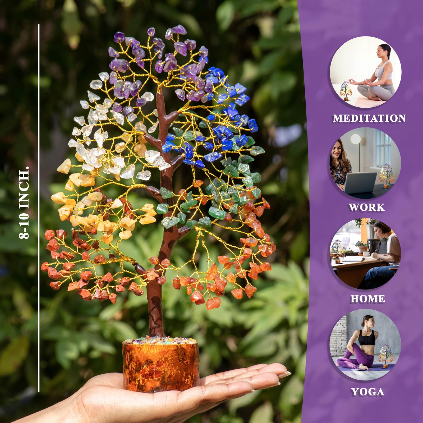 Seven Chakra Gemstone Tree of Life – Crystal Tree Artificial Bonsai Tree Feng…