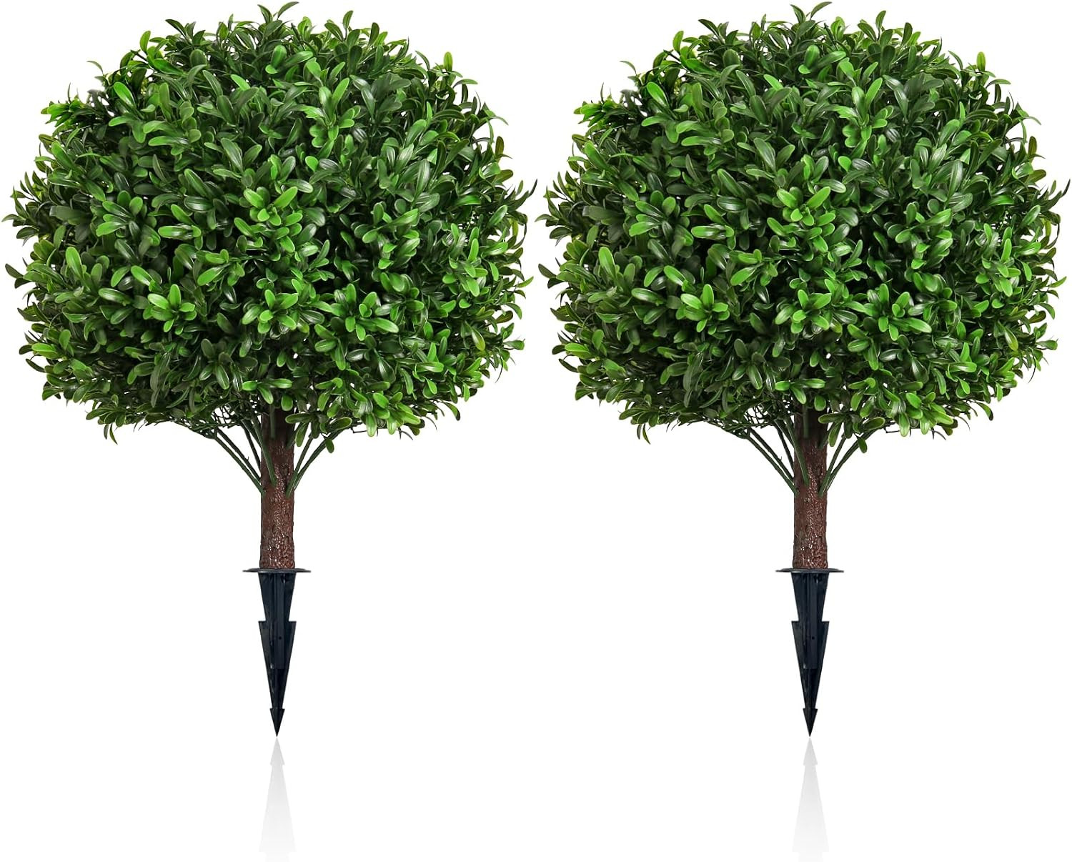 24″ Artificial Lavender Topiary Ball Tree Set of 2, UV & Fade Resistant Faux Shr