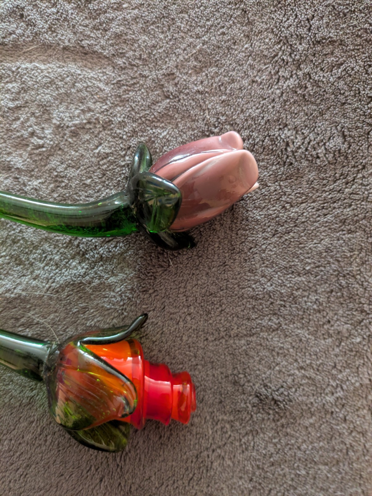Handblown Glass Rose & Tulip – 12″ Stems