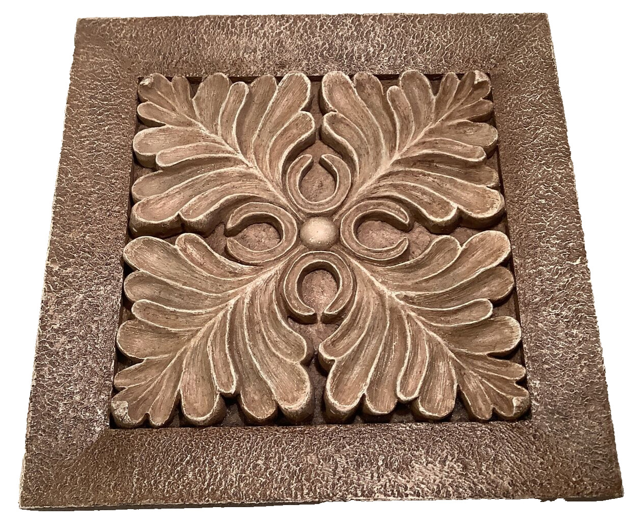 Rustic 3D Floral Leaves & Scrolls Indoor/Outdoor Garden Wall Art plaque set of 4