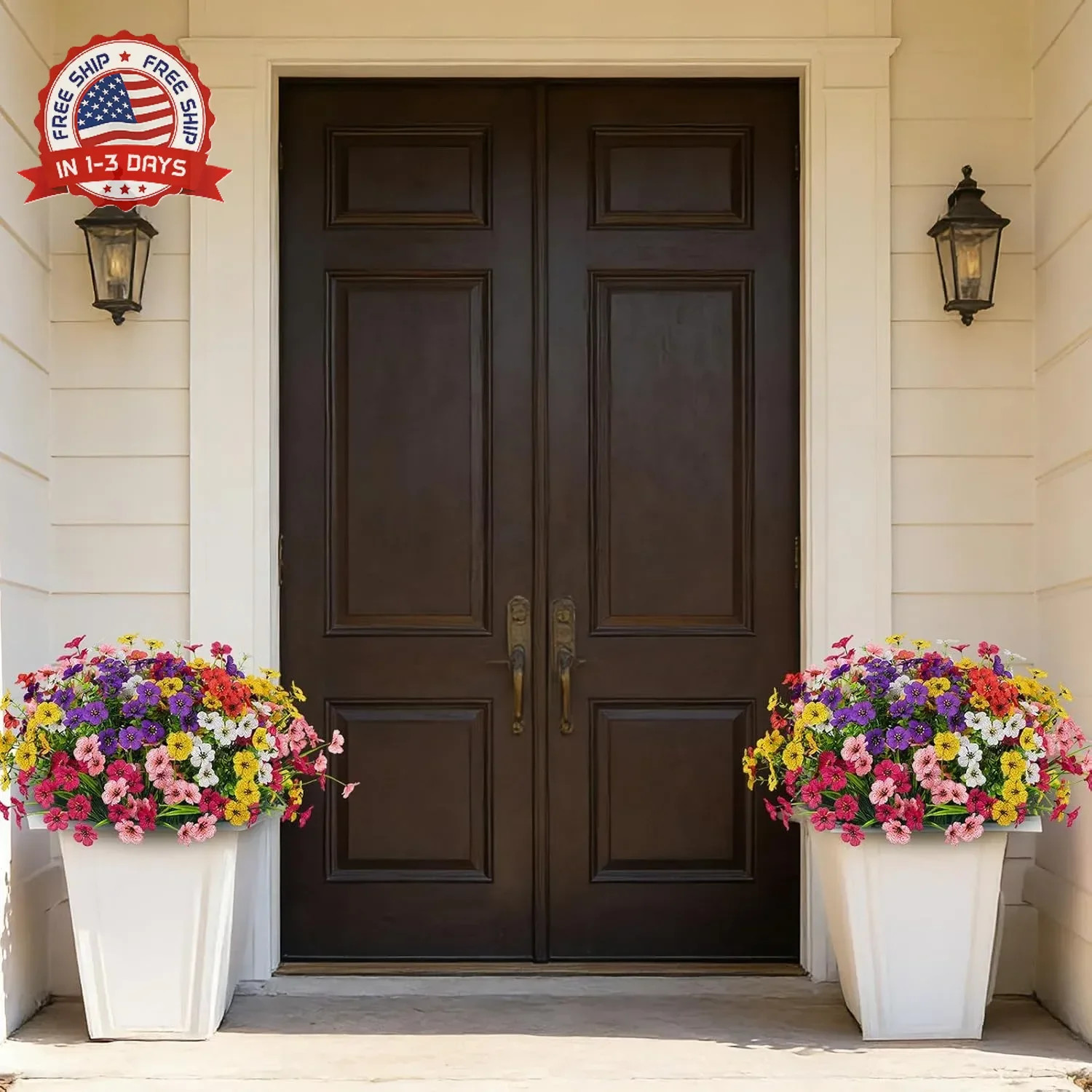 24 Bundles Lifelike Outdoor Artificial Flowers, UV Protected No Fade Fake Silk P