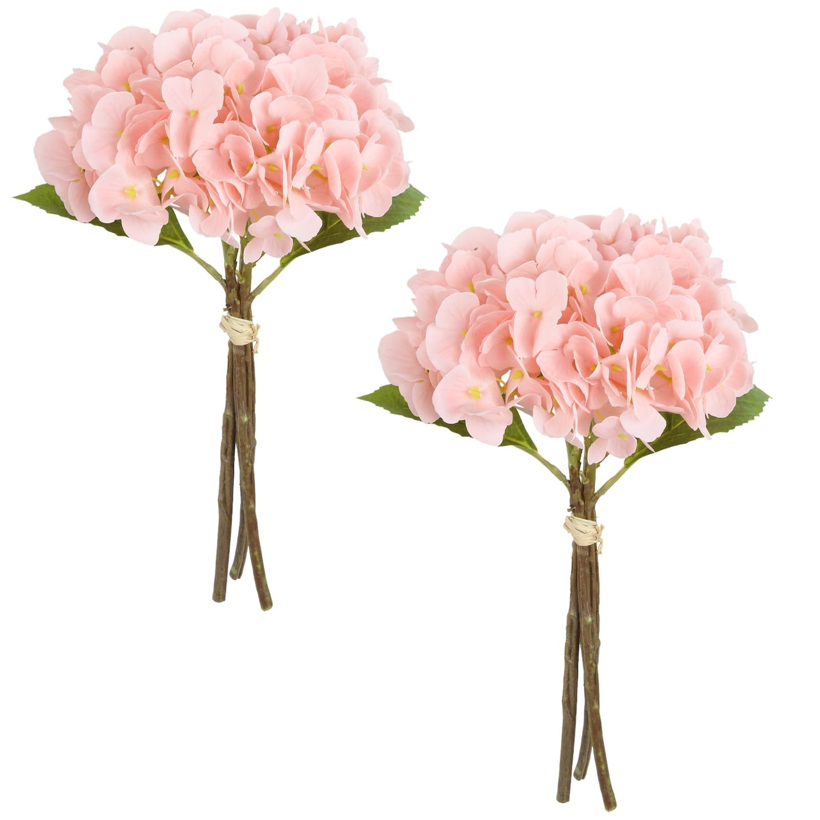2 Bouquets Light Pink Real Touch Hydrangea Artificial Flowers 6PCS Latex Faux…