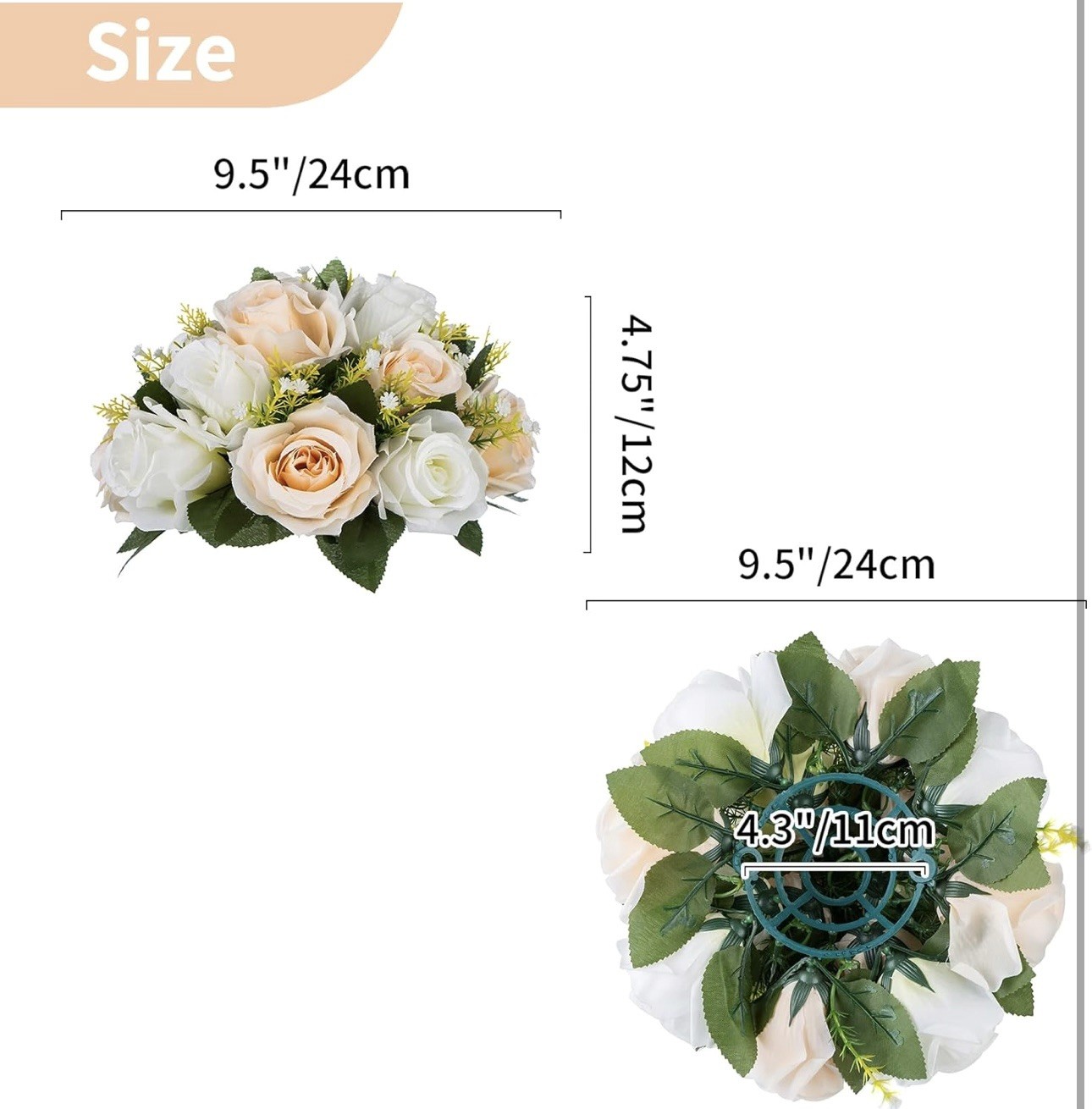 Peachy Champagne & White 10Pcs Artificial Flower Ball Bouquet Weddings & Decor