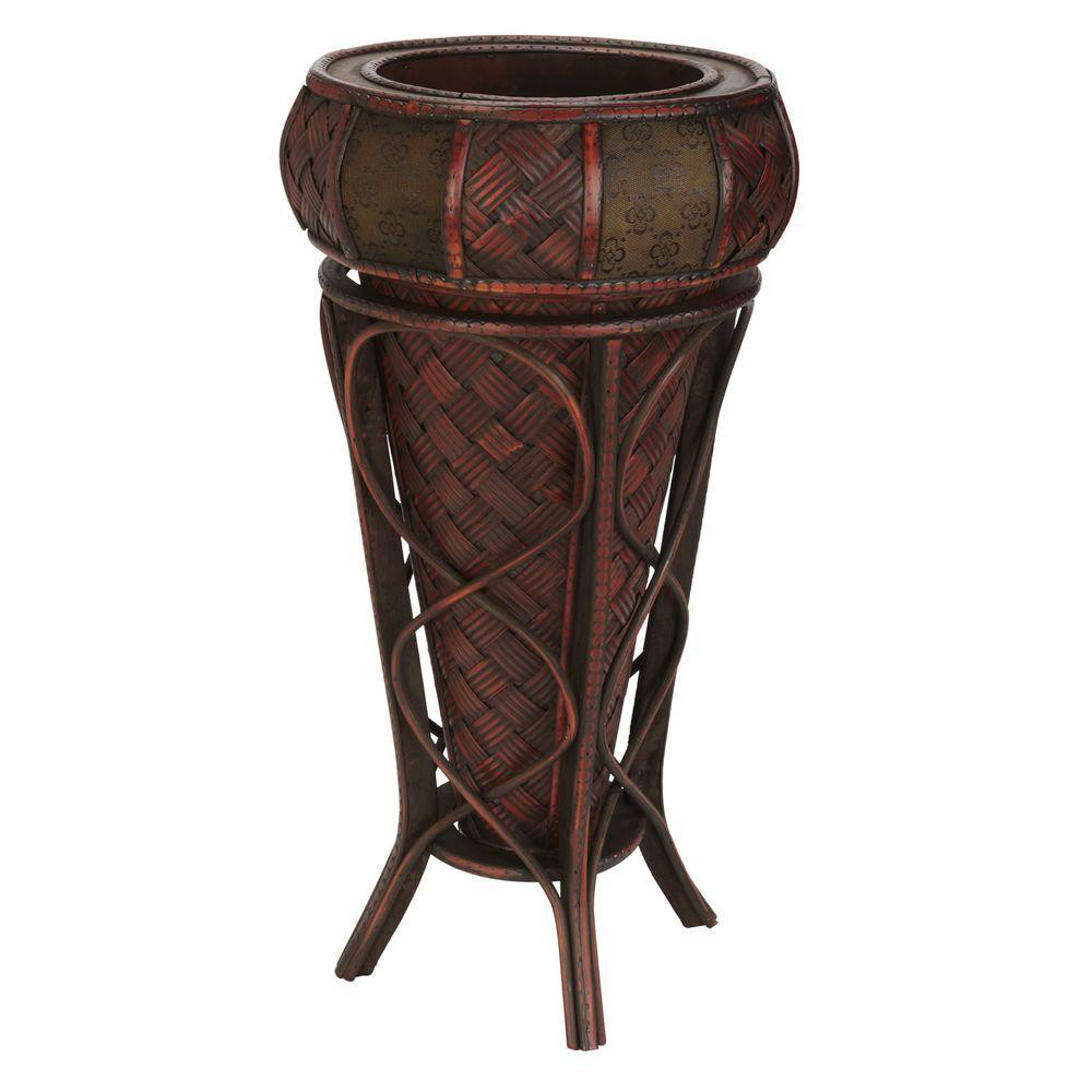 Decorative Wood Vase with Stand Flower Plant Holder 22 Tall Home Decor Planter