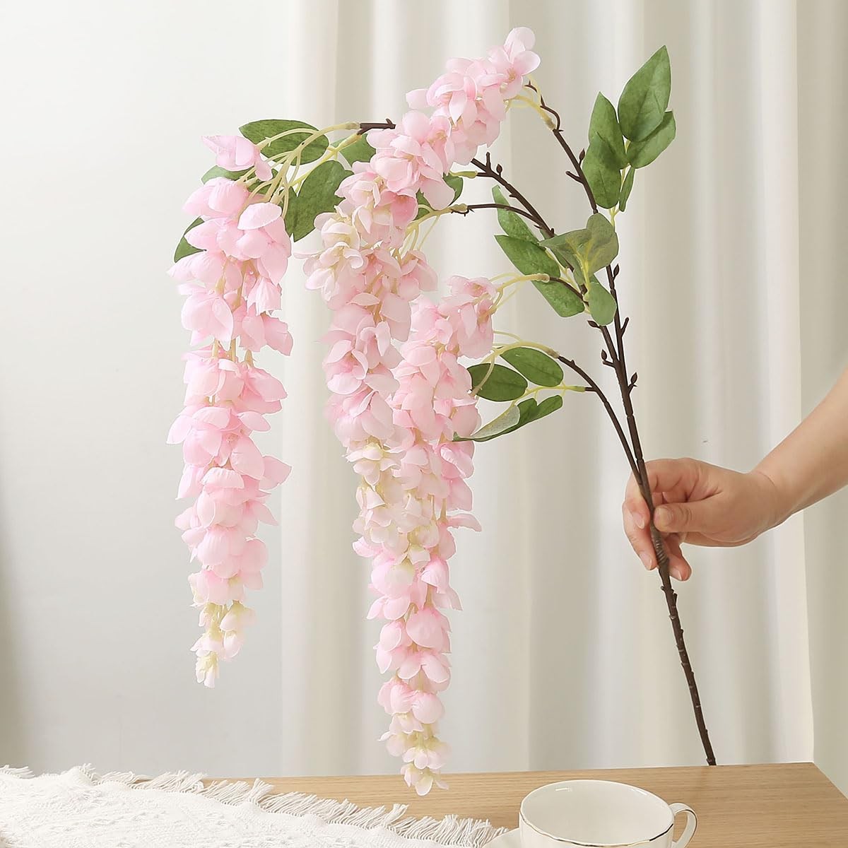 4pcs Large Size 47.2-inch Artificial Fake Wisteria Hanging Flower Garland Sil…