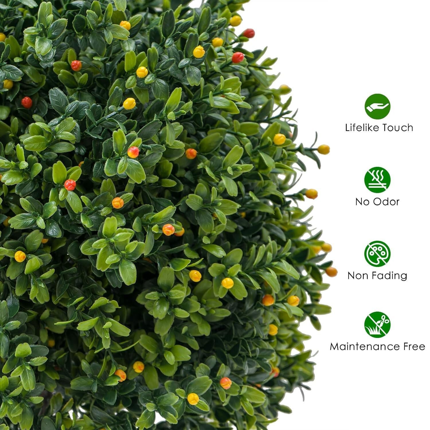 Artificial Topiary Triple Ball Boxwood Tree 2 Pack Fake Topiaries Trees 19.69in