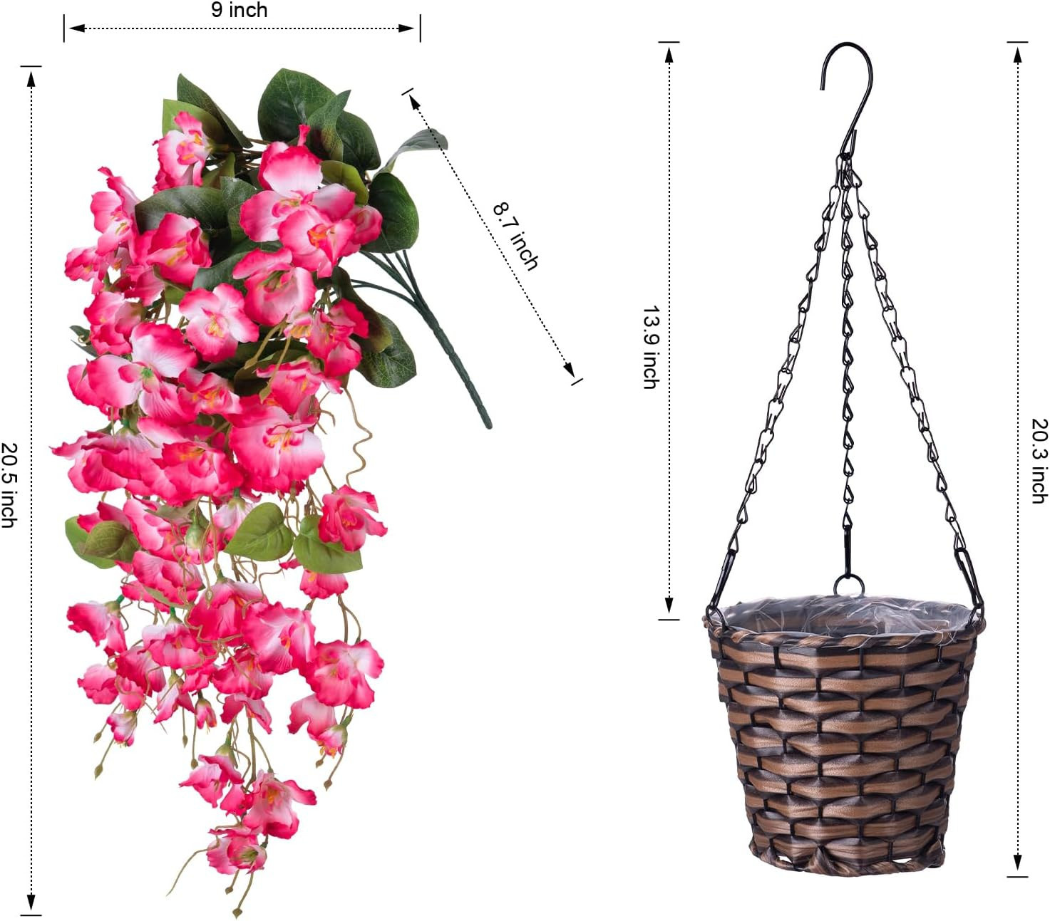 Pink Faux Hanging Hibiscus Flowers for Outdoor Decor – UV Resistant Vines