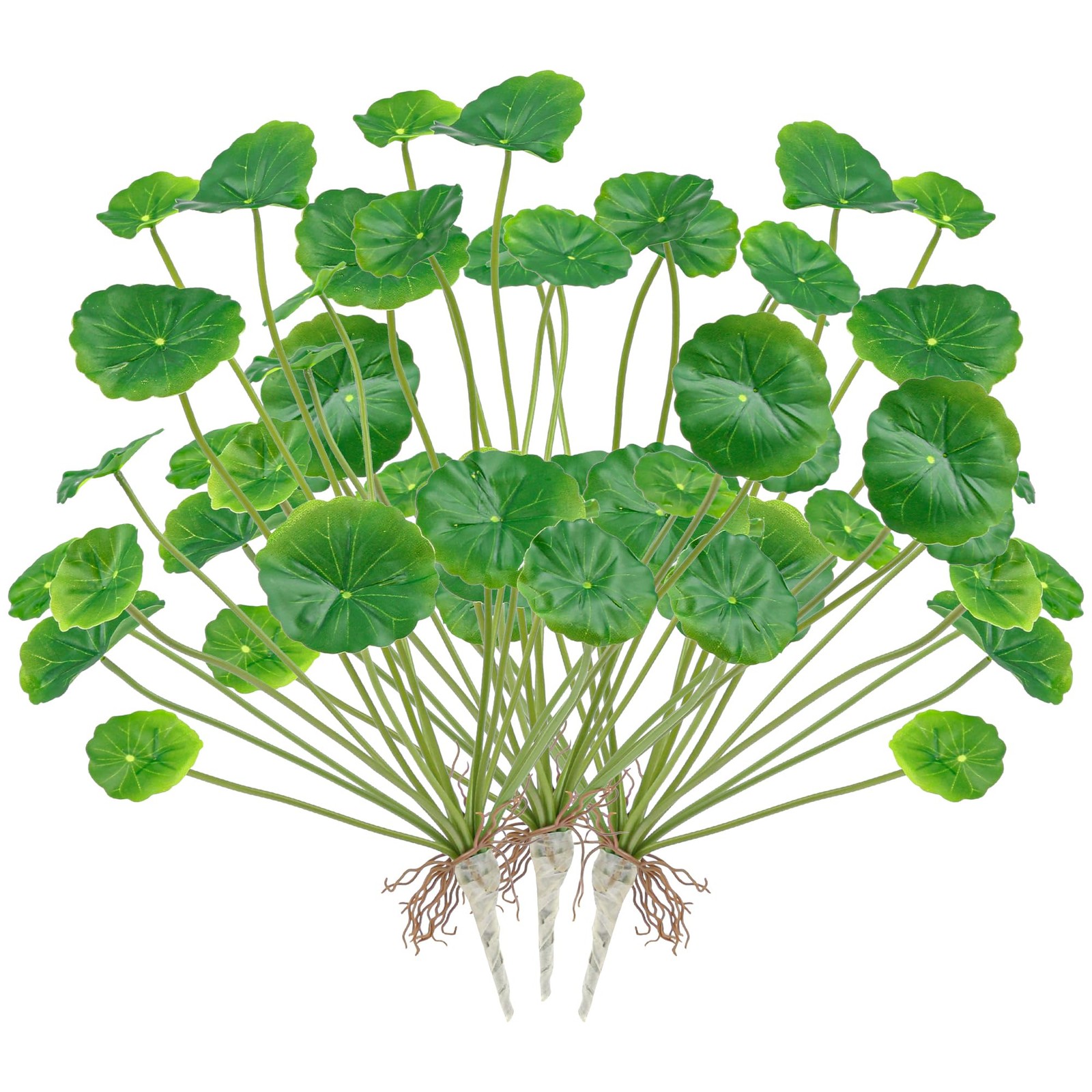 3 Pcs 14.5 in Artificial Chinese Money Plant Fake Lotus Leaf Greenery