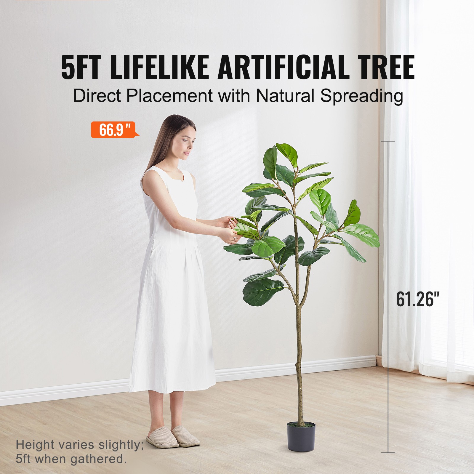Uimoso 5ft Artificial Fiddle Leaf Fig Tree Indoor Outdoor Office Decor