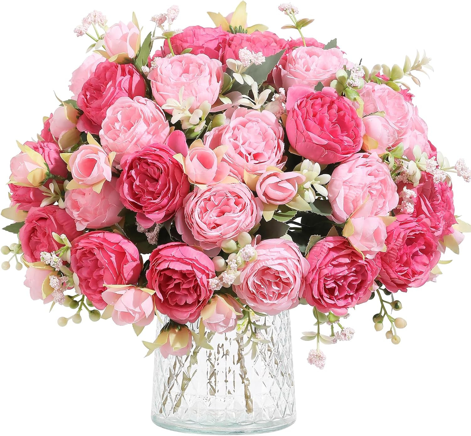 4 Bunches Peony Artificial Flowers White Flowers Silk Peonies Bouquets for Weddi