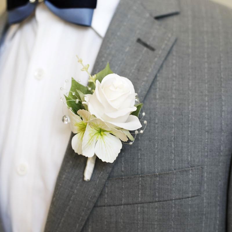 Wedding Flower Boutonniere Groom Rose Buttonholes Prom Suit Decoration for Me…