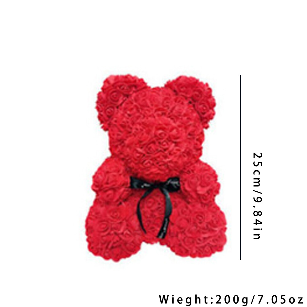 US1-2Pc 9.84Inch Flower Floral Foam Rose Teddy Bear Romantic Valentine’sDay Gift