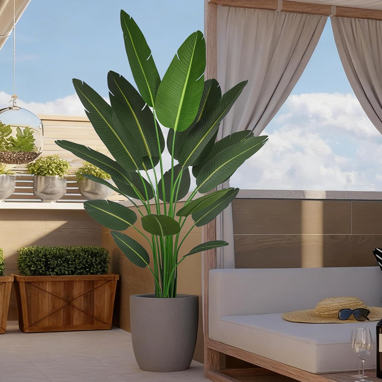 7FT Bird of Paradise Artificial Plant, 84″ Tall Artificial Plants Indoor with 19
