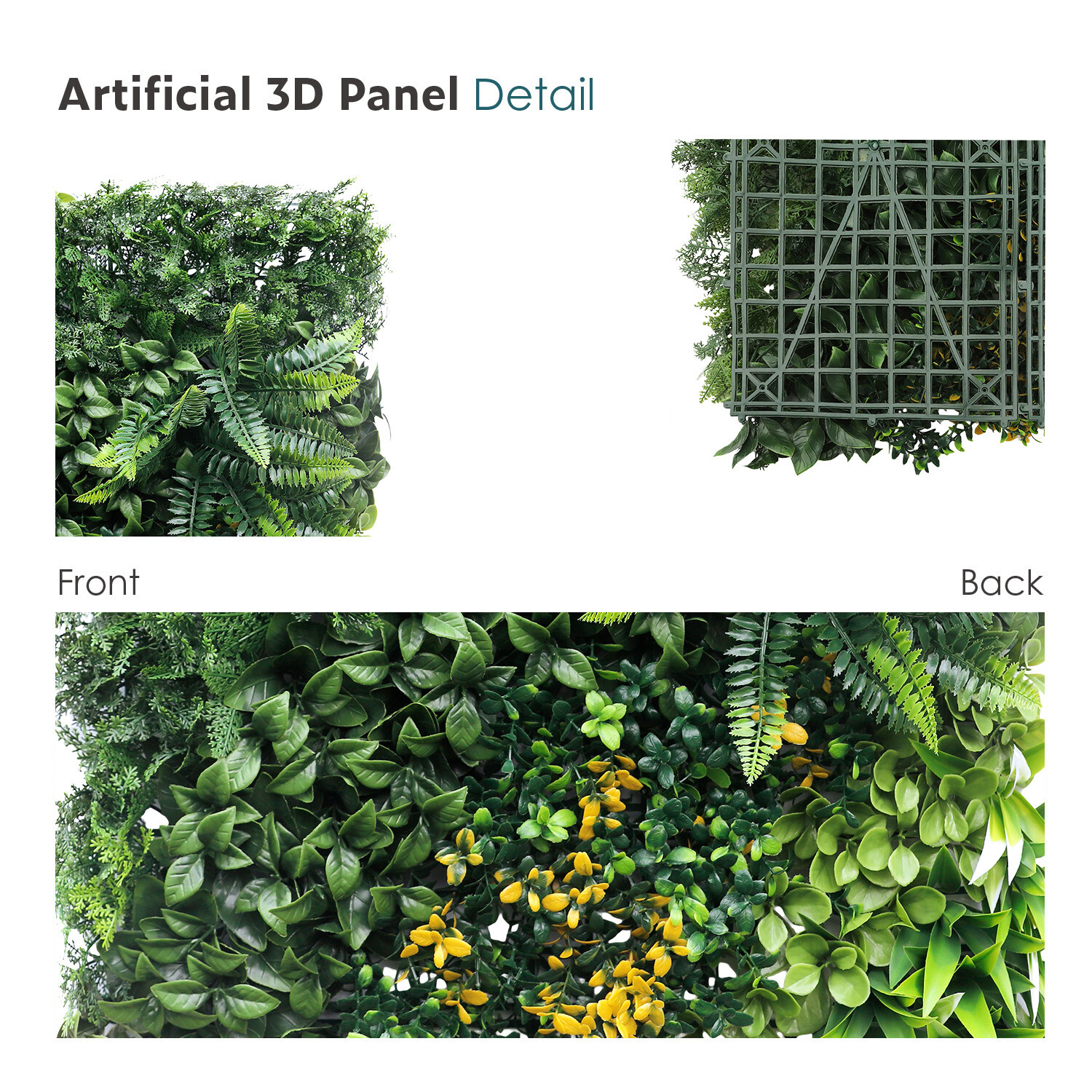 20″x20″ Artificial Faux #8 3D Mixed Panel Leaf Privacy Fence Screen Decor Hedge