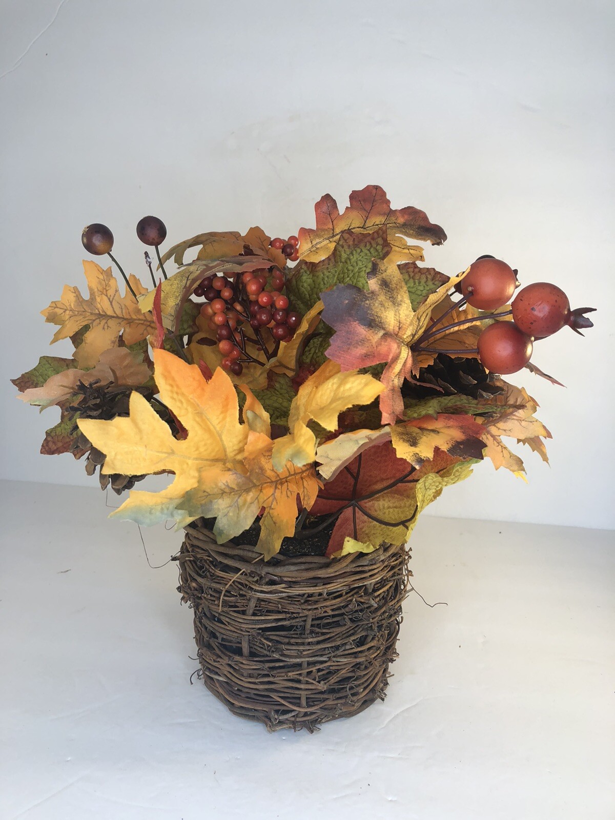 Fall Artificial Flower Leaf Autumn Centerpiece Orange Yellow Arrangement 13×12