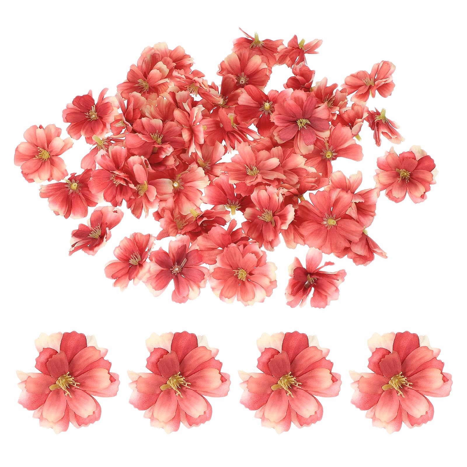 100 Pcs Fake Silk Flower Heads, 1.6 Inch Artificial Cherry Blossom Faux Flowe…
