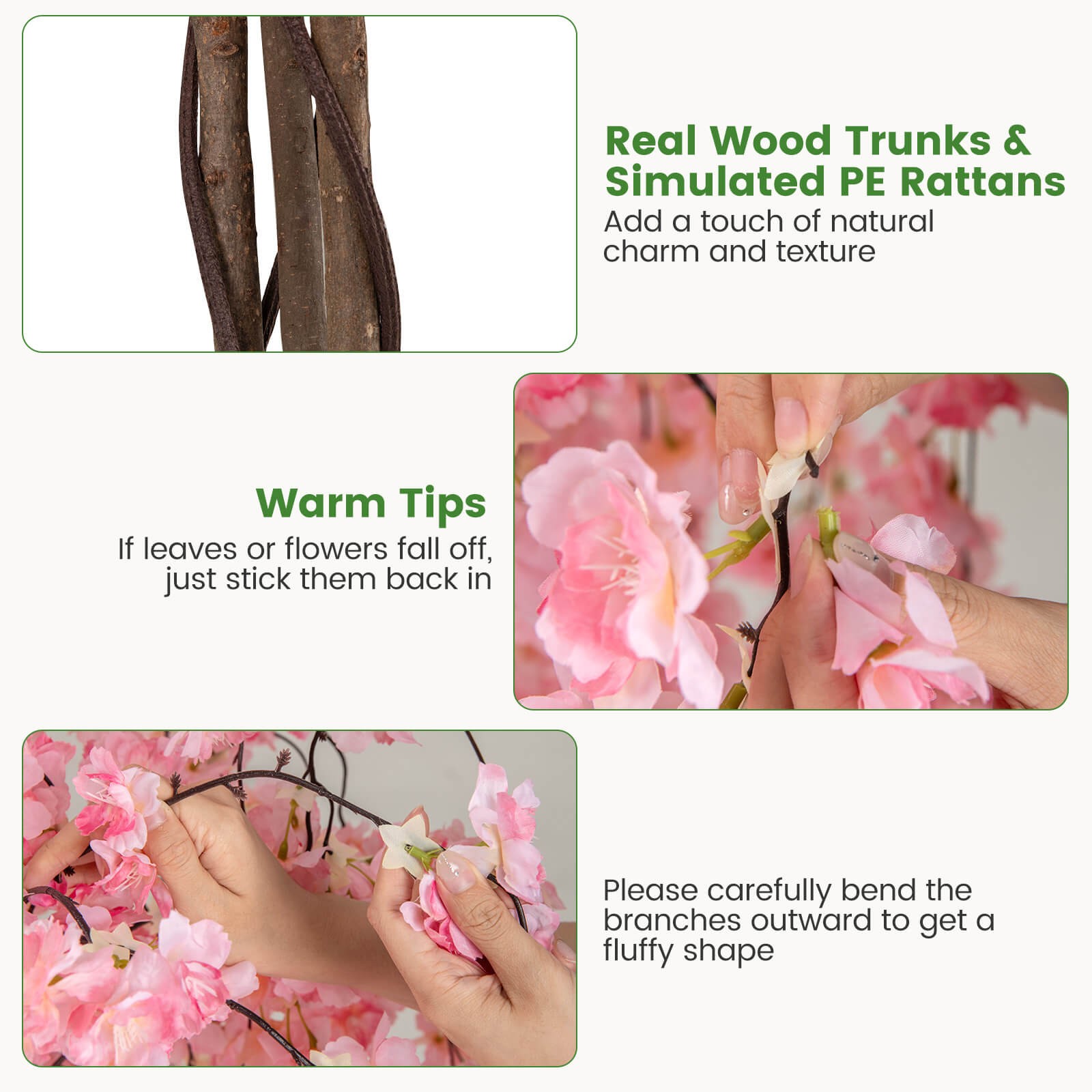 2 Pack 5.5 FT Tall Artificial Cherry Blossom Tree w/Pink Flowers Decoration
